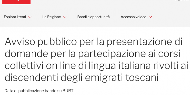 Corsi collettivi on line di lingua italiana rivolti ai discendenti degli emigrati toscani